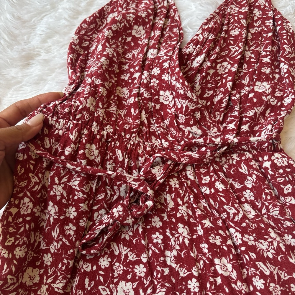 Abercrombie & Fitch Burgundy Floral Jumpsuit - Picture 3 of 6